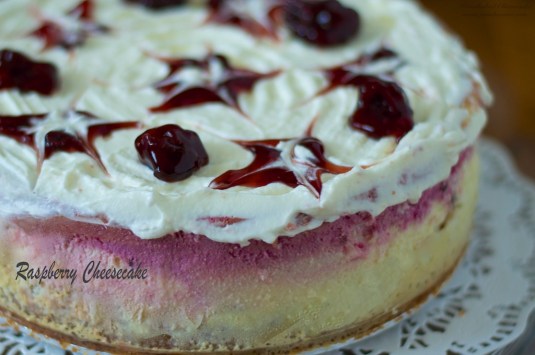 a layer of mixed raspberry and cheese