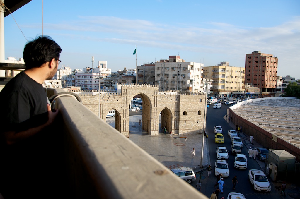 at the top of parking building