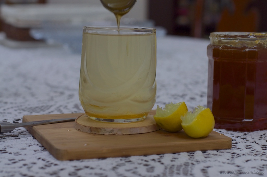 warm water wit a tbsp of Honey and lemon juice